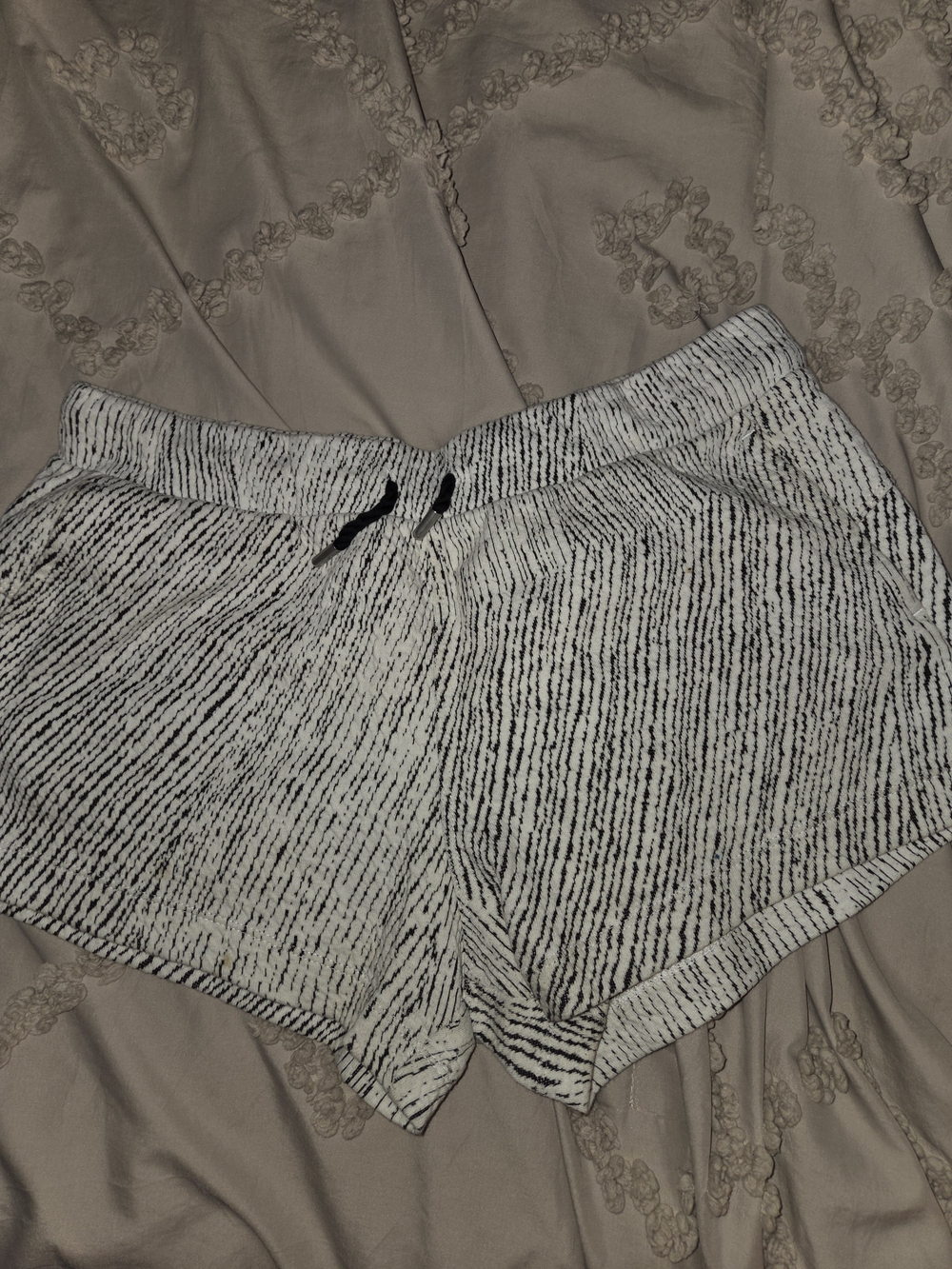 ZYIA White and Black Striped Athletic Shorts
